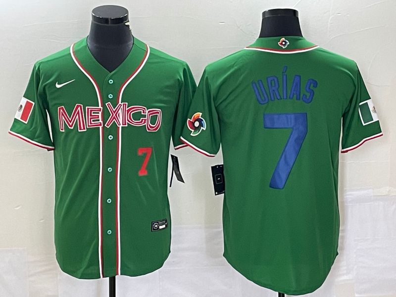 Men 2023 World Cub Mexico 7 Urias Green blue Nike MLB Jersey6